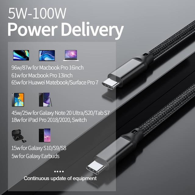 Alt view image 6 of 7 - USB C to USB C Cable 6.6ft/2M, USB 3.2 Gen 2 USB-C Cable- 4K UHD 20Gbps USB C Cable 100W PD Fast Charging Cable, Nylon Braided Type C Cable  for Thunderbolt 3, Mac-Book Pro, i-Pad Pro, Galaxy S20..