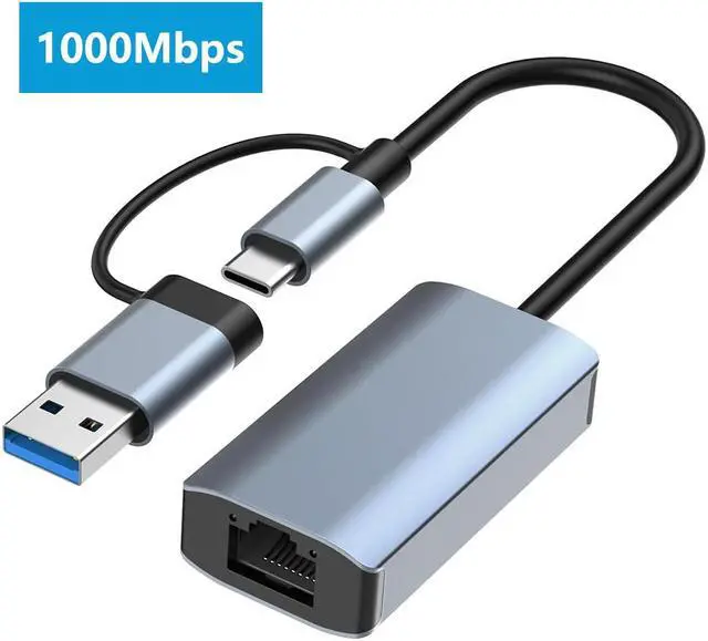 Main image of USB C to Ethernet Adapter, USB 3.0 Network Adapter, USB to 1000Mbps Gigabit RJ45 LAN Ethernet Adapter, Aluminum Gigabit LAN Wire Adapter Compatible with Mac-Book, Steam Deck, i-Pad, TV Box, etc.