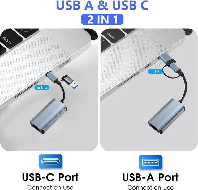 Alt view image 7 of 7 - USB C to Ethernet Adapter, USB 3.0 Network Adapter, USB to 1000Mbps Gigabit RJ45 LAN Ethernet Adapter, Aluminum Gigabit LAN Wire Adapter Compatible with Mac-Book, Steam Deck, i-Pad, TV Box, etc.