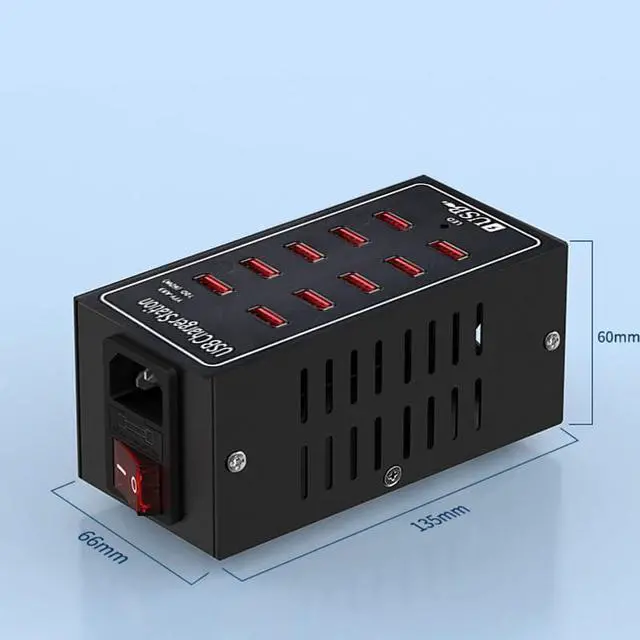 Alt view image 4 of 7 - 10-Port USB Charging Station, 10-in-1 Multi Port USB Charger for i-Ph-one13/14/15,60W Power Delivery Desktop Accessory with Intelligent Protection for Smartphones Tablet PC School Shopping Hotel Malls