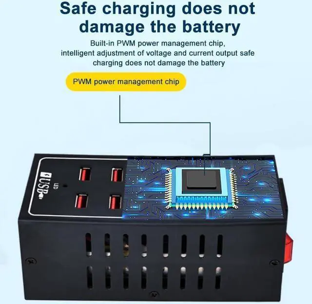 Alt view image 3 of 7 - 10-Port USB Charging Station, 10-in-1 Multi Port USB Charger for i-Ph-one13/14/15,60W Power Delivery Desktop Accessory with Intelligent Protection for Smartphones Tablet PC School Shopping Hotel Malls