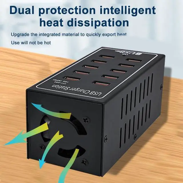 Alt view image 7 of 7 - 10-Port USB Charging Station, 10-in-1 Multi Port USB Charger for i-Ph-one13/14/15,60W Power Delivery Desktop Accessory with Intelligent Protection for Smartphones Tablet PC School Shopping Hotel Malls