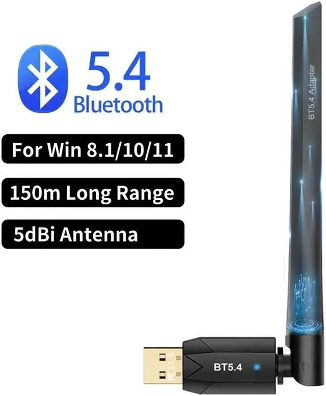 Main image of Bluetooth 5.4 USB Adapter for PC, USB Bluetooth Dongle 5.4 EDR Adapter for Laptop Keyboard Mouse Headsets Speakers, Long Range 150M Bluetooth Adapter Supports Windows 11/10/8.1(Plug and Play)
