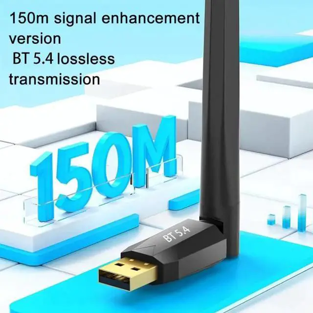 Alt view image 3 of 7 - Bluetooth 5.4 USB Adapter for PC, USB Bluetooth Dongle 5.4 EDR Adapter for Laptop Keyboard Mouse Headsets Speakers, Long Range 150M Bluetooth Adapter Supports Windows 11/10/8.1(Plug and Play)