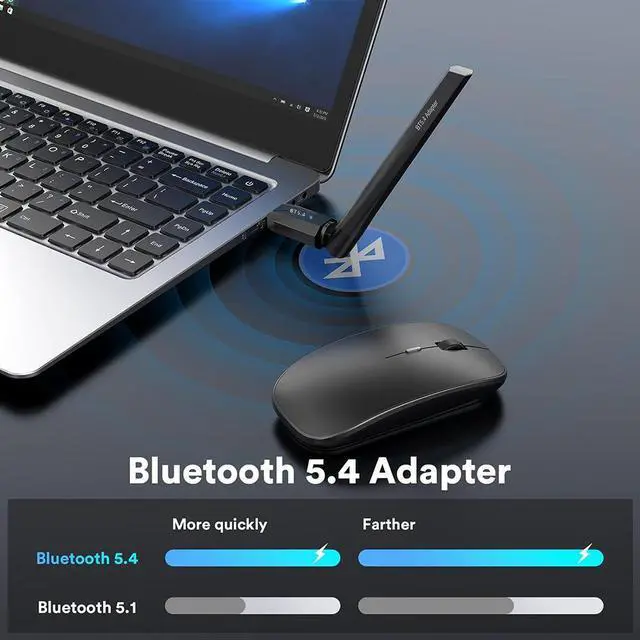 Alt view image 5 of 7 - Bluetooth 5.4 USB Adapter for PC, USB Bluetooth Dongle 5.4 EDR Adapter for Laptop Keyboard Mouse Headsets Speakers, Long Range 150M Bluetooth Adapter Supports Windows 11/10/8.1(Plug and Play)