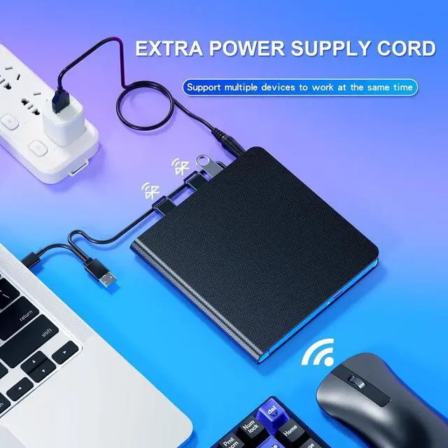 Alt view image 5 of 7 - [7 in 1] External CD/DVD Drive, Portable DVD Drive USB3.0/Type-C Portable CD Drive CD±R/RW, CD-ROM, DVD±R/RW, DVD-RAM, External CD DVD Burner for Laptop/Desktops Windows xp /7/8.1/10/11