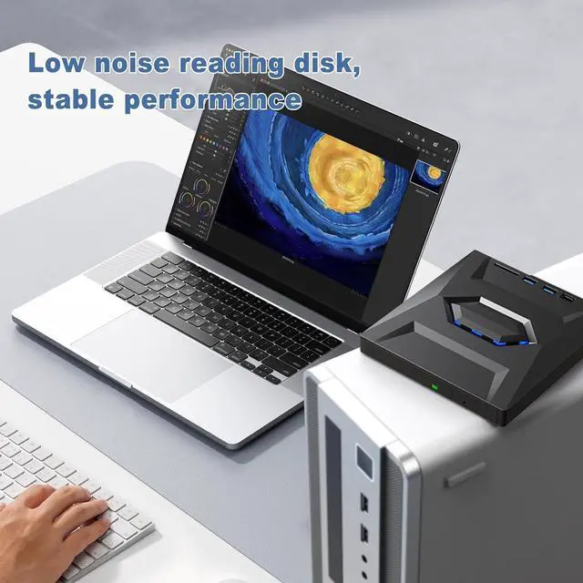 Alt view image 7 of 7 - External CD DVD Drive, [5 in 1] USB 3.0 & Type-C Portable CD DVD +/-RW ROM Burner with SD/TF Slot & USB Ports, DVD 8X CD 24X High Speed CD/DVD Reader for Laptop Macbook Desktop PC Windows Linux Mac OS