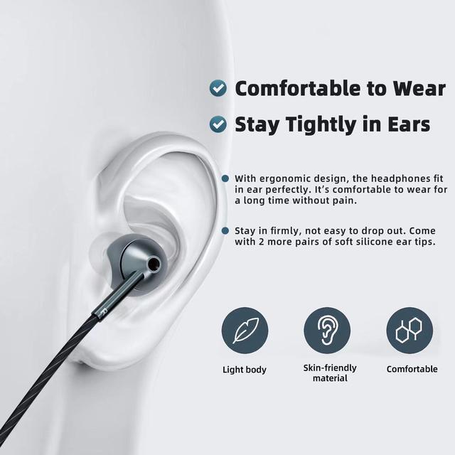 Alt view image 4 of 7 - USB C Headphones for Galaxy S23 FE S22 S21 S20 A53 A54 Wired Earphones in-Ear Type C Headphones with Microphone Volume Control Bass Stereo Noise Canceling for iPhone 15 Pro Max Pixel 6 7 8 5