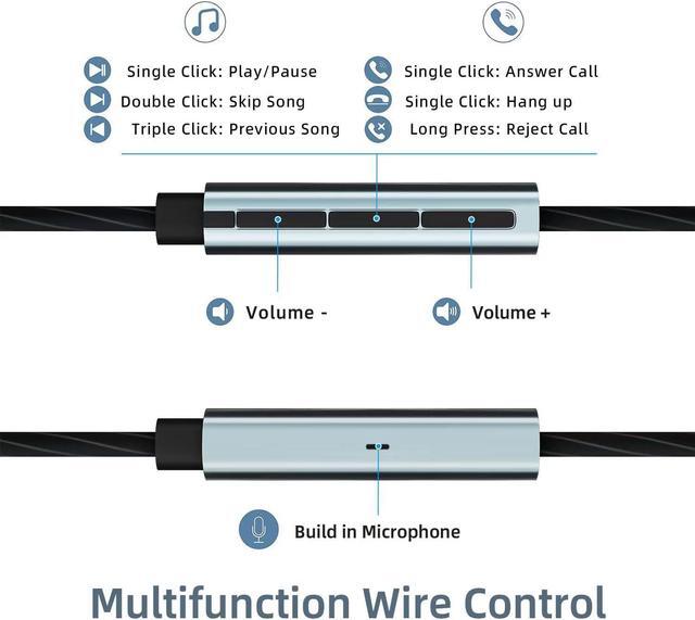 Alt view image 6 of 7 - USB C Headphones for Galaxy S23 FE S22 S21 S20 A53 A54 Wired Earphones in-Ear Type C Headphones with Microphone Volume Control Bass Stereo Noise Canceling for iPhone 15 Pro Max Pixel 6 7 8 5