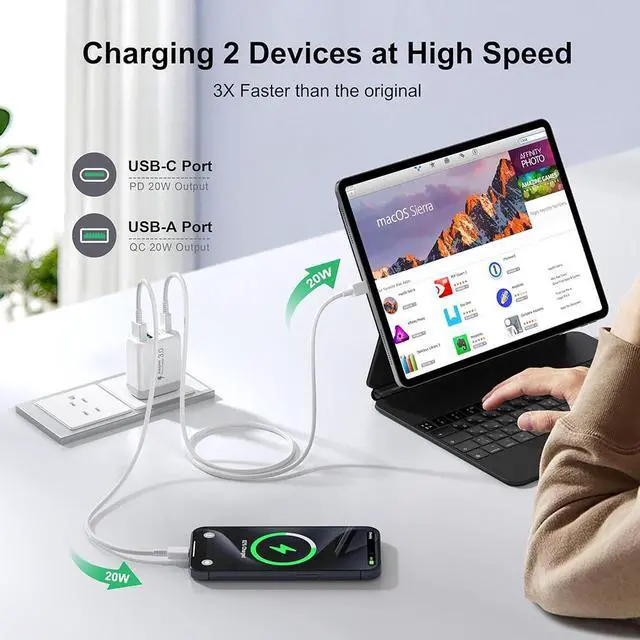 Alt view image 3 of 7 - 3 Pack USB Wall Charger Block, Fast USB C Charger Block 4 Port USB PD Power Adapter, QC Wall Plug Multiport Type C Charging Cube for i-Phone 15/14/13/12/11,L-G,Nexus,H-T-C,Go-o-gle Pixel, and More