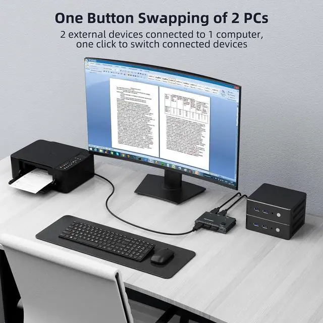 Alt view image 5 of 7 - Hitoor 5Gbps USB 3.0 Switch 2 Computers Share 3 USB 3.0 Devices with TF Card Reading Function, USB 3.0 Switcher Selector for PC Laptop Keyboard Mouse Webcam USB-Microphone, with 2 USB A to A Cables