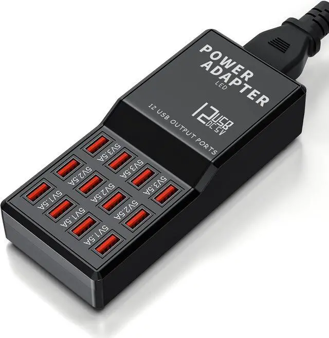 Main image of Hitoor Multi Port USB Charging Station, 60W 12 Ports USB Charging Station, USB Fast Charging 12 Ports for Multiple Devices Cell Phones Tablets Smartwatches Headphones Speakers (Black)