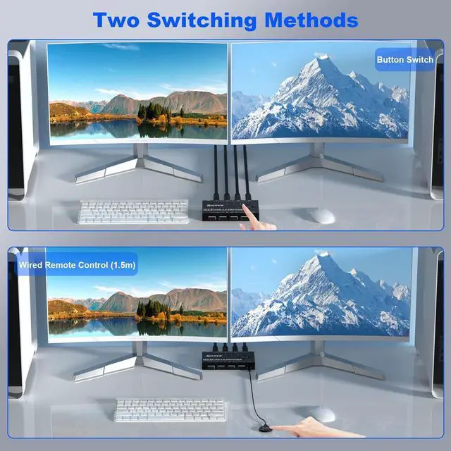 Alt view image 4 of 7 - Hitoor USB 3.0 Switch, 4 Port USB Switcher 4 Computers Share 4 USB Devices, for Printer Scanner Keyboard Mouse Switch, USB-B USB 3.0 Switch with Wired Control and Standard USB-B Cables