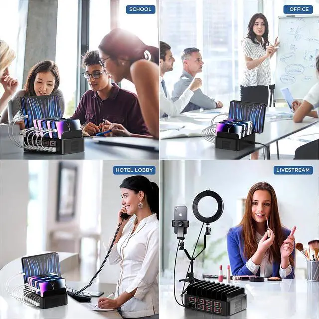 Alt view image 7 of 7 - Hitoor 150W USB Charging Station for Multiple Device, 16 Ports USB Multi Charger Station with Fast Charging, Cellphone Charging Station for A-p-p-l-e Devices Fire Tablets i-P-hone Android Smartphones