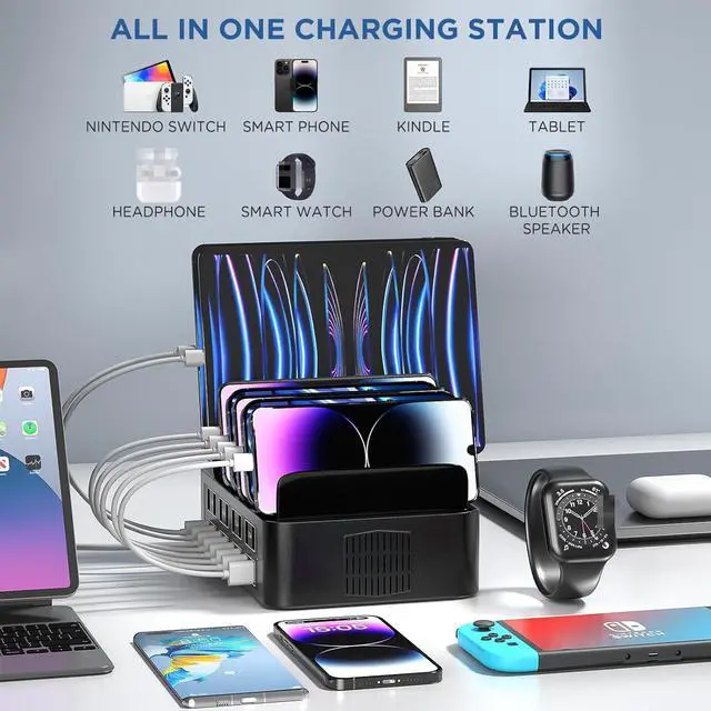Alt view image 6 of 7 - Hitoor 150W USB Charging Station for Multiple Device, 16 Ports USB Multi Charger Station with Fast Charging, Cellphone Charging Station for A-p-p-l-e Devices Fire Tablets i-P-hone Android Smartphones