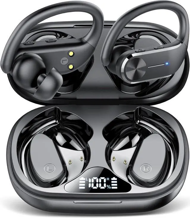 Main image of Hitoor Ear buds Wireless Bluetooth Earbuds, Sport Bluetooth 5.3 Headphones with LED Display , 68H Playtime, Powerful Bass Over Ear Earphones with Earhooks IP8 Waterproof for Gym/Running/Workout