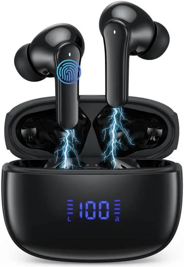 Main image of Hitoor True Wireless Earbuds, Bluetooth 5.3 Headphones 64Hrs Playback LED Power Display with Wireless Charging Case IPX5 Waterproof Hi-Fi Stereo in-Ear Headphones Build-in Dual Mic for Laptop Phones
