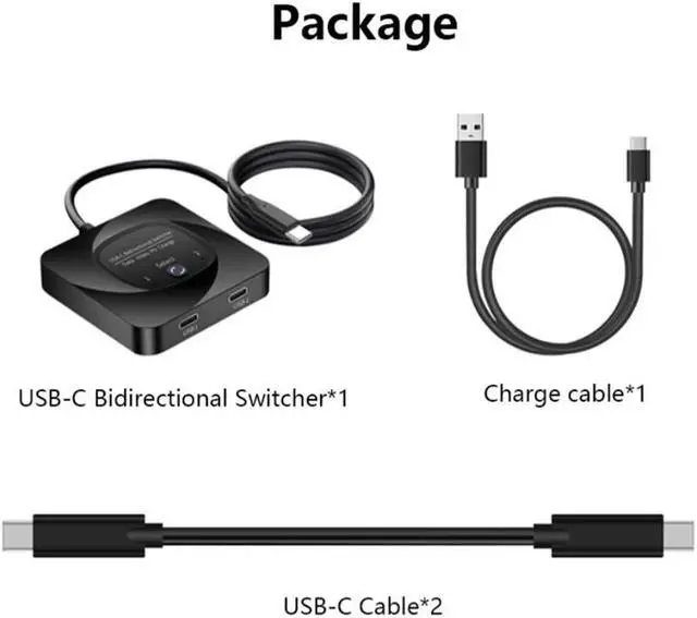 Alt view image 7 of 7 - Hitoor USB C Switch, 8K@60Hz USB C Switch Bi-Directional 2 in 1 Out or 1 in 2 Out,Type C Switch Selector with Power Indicator for PCs, Support USB 3.1 Gen 2 10Gbps Data Transmission, 100W Charging