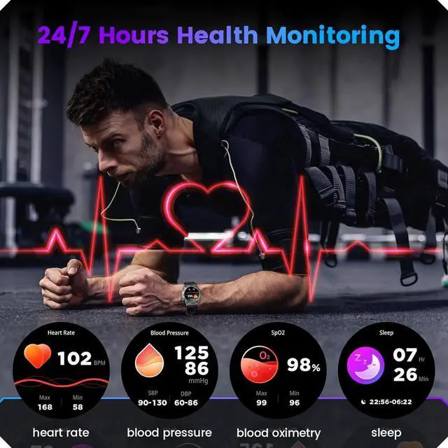 Alt view image 5 of 7 - Hitoor Smartwatch for IOS Android Phone Watch: Smart Watch Answer/Make Call with Heart Rate Blood Pressure Pedometer Compass Barometer Sport Fitness Tracker 1.43" AMOLED Waterproof Outdoor Men's Watch