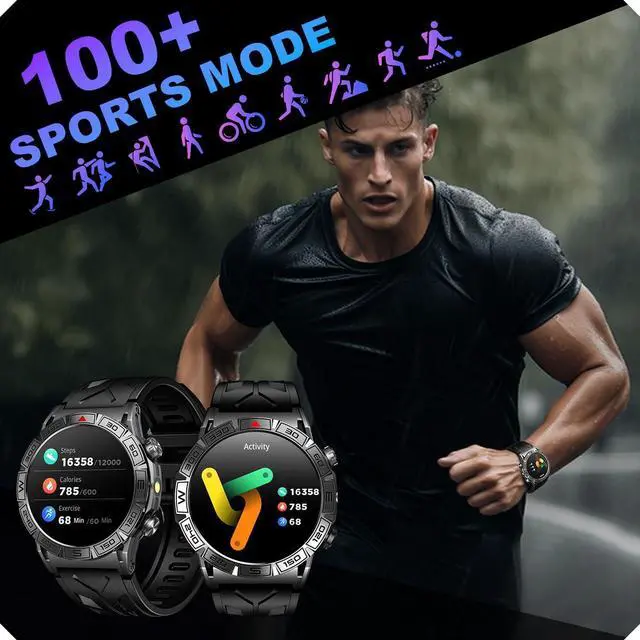 Alt view image 4 of 7 - Hitoor Smartwatch for IOS Android Phone Watch: Smart Watch Answer/Make Call with Heart Rate Blood Pressure Pedometer Compass Barometer Sport Fitness Tracker 1.43" AMOLED Waterproof Outdoor Men's Watch