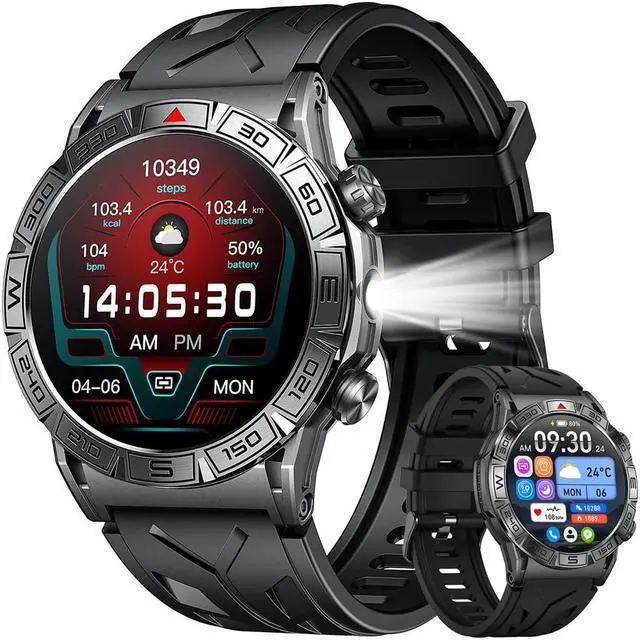 Main image of Hitoor Smartwatch for IOS Android Phone Watch: Smart Watch Answer/Make Call with Heart Rate Blood Pressure Pedometer Compass Barometer Sport Fitness Tracker 1.43" AMOLED Waterproof Outdoor Men's Watch