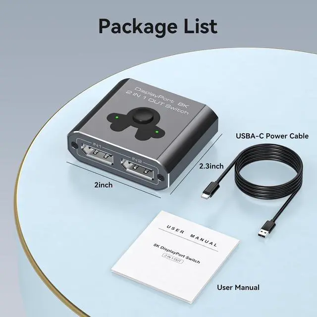 Alt view image 7 of 7 - Hitoor Displayport Switch 2 in 1 Out, 8K@60Hz 4K@144Hz Display Port Switch, Displayport Switcher, DP 1.4 Switcher, 2 in 1 Out DP Switch Compatible with TVs Monitors Laptops PCs Projectors etc