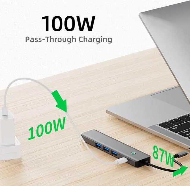 Alt view image 3 of 7 - Hitoor 5 in 1 USB C Hub, One Click Screen Projection/Rest MF Mac USB C Adapter, Great for Kids with Laptops for School, USB C Hub with 1* 4K HDMI, 3* USB 3.0 Ports, 100W PD for MacBook/Laptop/Phones