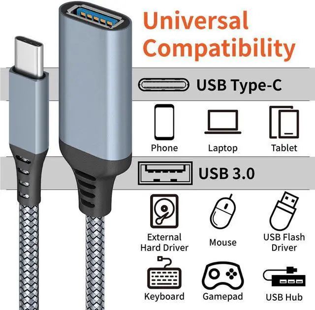 Alt view image 6 of 7 - Hitoor USB C to USB 3.0 Adapter, [2 Pack] Type C to USB 3.0 Adapter Male to Female USB Adapter OTG Cable Thunderbolt 3 to USB Compatible with i-P-hone 15 Pro Max, MacBook Pro Air, Galaxy S24, XPS 17
