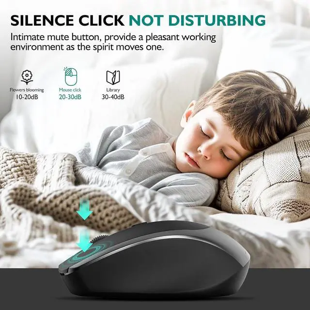 Alt view image 3 of 7 - Hitoor Wireless Bluetooth Mouse, 2-in-1 (2.4GHz+BT5.1) Ergonomic Portable Optical Mice, Cordless Rechargeable Slient Mouse for Computer Laptop, 1600DPI, Computer Mouse for Office, Black