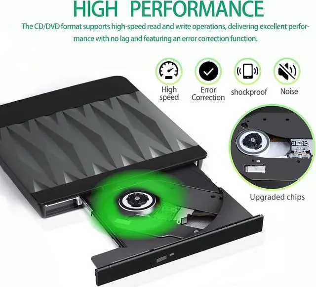 Alt view image 3 of 7 - Hitoor External CD/DVD Drive for Laptop, USB 3.0 CD ROM DVD Burner Slim Portable CD Reader DVD Player Reader Writer Optical Disc Drive Compatible with Laptop Desktop PC Windows 11/10/8/7 Linux MacOS