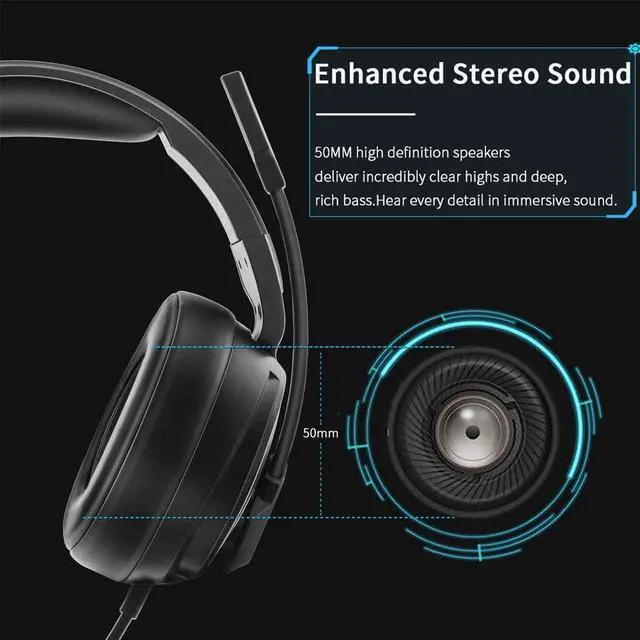 Alt view image 5 of 7 - Hitoor Wired Gaming Headset & for Xbox one Headset & PS4 Gaming Headset, 3.5mm Surround Stereo Gaming Headphones with Mic Soft Memory Earmuffs for PC,Laptop, PS3