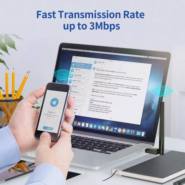 Alt view image 3 of 7 - Hitoor Long Range USB Bluetooth 5.3 Adapter for PC Desktop, 150M Wireless Transmitter Dongle for Windows 11/10/8.1 Laptop Computer Pair Bluetooth Headset Headphones Speaker Mouse Keyboard Printer