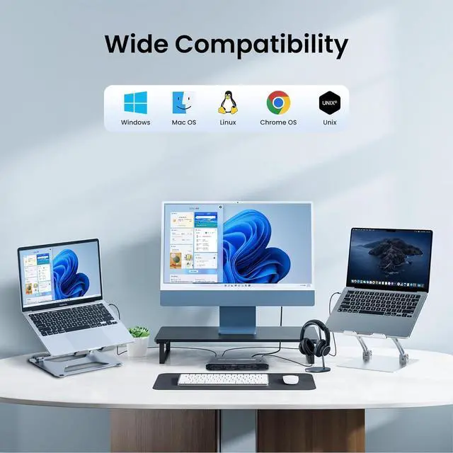 Alt view image 4 of 7 - Hitoor Type-C KVM Switch for 2 Laptops Share 1 Monitor, KVM Switch Docking Station with 7 USB-A Ports, 2 USB-C Charging 100W, RJ45 Port, Thunderbolt KVM Supports 4K@60Hz with HDMI and DP for Laptops