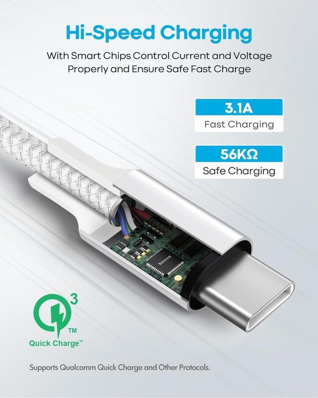 Alt view image 3 of 7 - Hitoor USB C Cable 6ft./2M, for iPhone 15/15 Pro/Max/Plus Cable, USB A to USB C Car Play Cord for i-Pad 10th Gen iPad Pro 12.9/11 i-Pad Air 6th /5th /4th Gen Mini 6th Gen, Android Cellphone - 2 Pack