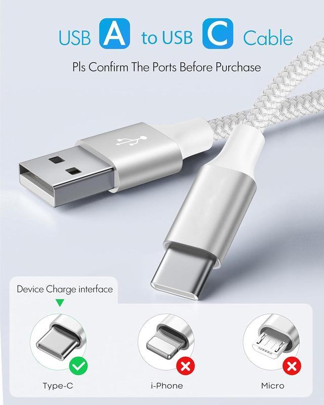 Alt view image 7 of 7 - Hitoor USB C Cable 6ft./2M, for iPhone 15/15 Pro/Max/Plus Cable, USB A to USB C Car Play Cord for i-Pad 10th Gen iPad Pro 12.9/11 i-Pad Air 6th /5th /4th Gen Mini 6th Gen, Android Cellphone - 2 Pack