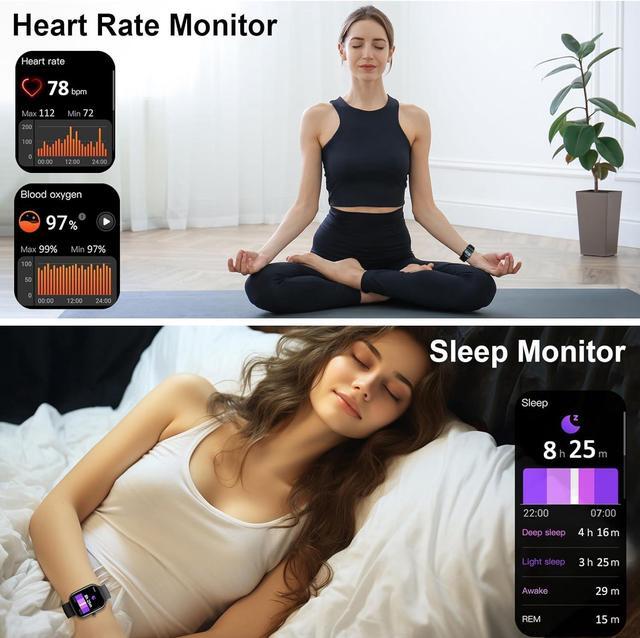 Alt view image 5 of 7 - Hitoor Smart Watch, 1.91" HD Fitness Watch with Make/Answer Call, Activity Trackers, IP68 Waterproof Smartwatch with 110+ Sports, SpO2/Heart Rate/Sleep Monitor, Fitness Tracker for Android/iOS Phones