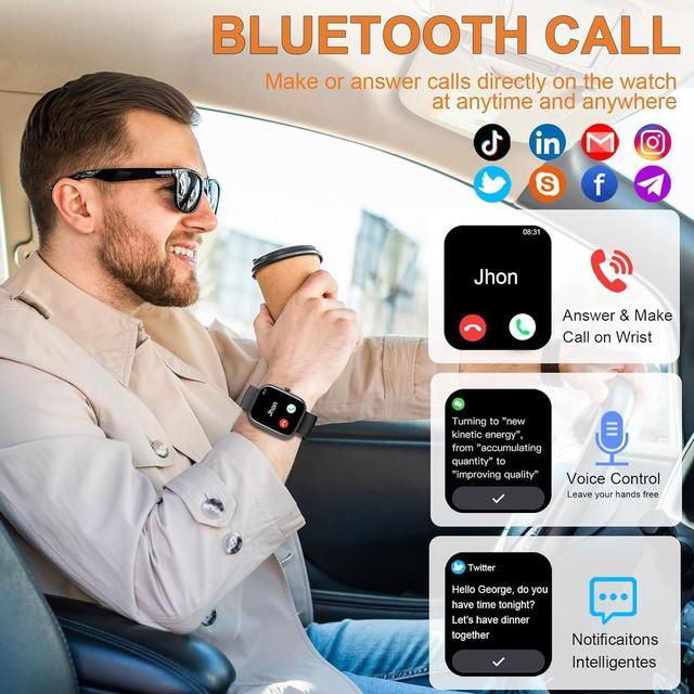 Alt view image 3 of 7 - Hitoor Smart Watch, 1.91" HD Fitness Watch with Make/Answer Call, Activity Trackers, IP68 Waterproof Smartwatch with 110+ Sports, SpO2/Heart Rate/Sleep Monitor, Fitness Tracker for Android/iOS Phones