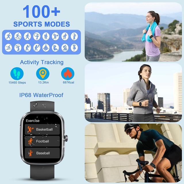 Alt view image 4 of 7 - Hitoor Smart Watch, 1.91" HD Fitness Watch with Make/Answer Call, Activity Trackers, IP68 Waterproof Smartwatch with 110+ Sports, SpO2/Heart Rate/Sleep Monitor, Fitness Tracker for Android/iOS Phones