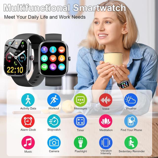Alt view image 6 of 7 - Hitoor Smart Watch, 1.91" HD Fitness Watch with Make/Answer Call, Activity Trackers, IP68 Waterproof Smartwatch with 110+ Sports, SpO2/Heart Rate/Sleep Monitor, Fitness Tracker for Android/iOS Phones