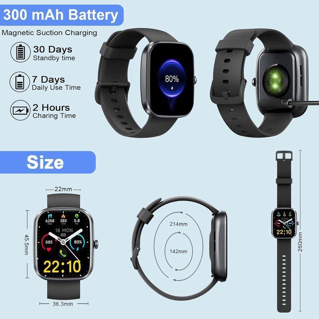 Alt view image 7 of 7 - Hitoor Smart Watch, 1.91" HD Fitness Watch with Make/Answer Call, Activity Trackers, IP68 Waterproof Smartwatch with 110+ Sports, SpO2/Heart Rate/Sleep Monitor, Fitness Tracker for Android/iOS Phones