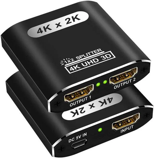 Main image of Hitoor HDMI Splitter 1 in 2 Out, 4K HDMI Splitter for Dual Monitors Supports 3D Full HD 1080P Aluminum HDMI Spliter Dual Monitor HDMI Adapter Compatible for PS4 Fire Stick HDTV(1 Source to 2 Displays)