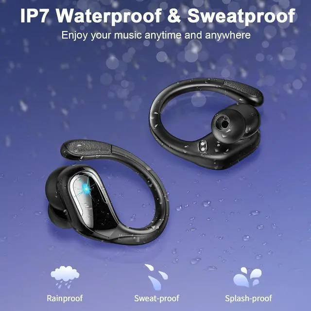 Alt view image 7 of 7 - Hitoor Wireless Earbuds, 75Hrs Bluetooth 5.4 Headphones, Bluetooth Earbuds with ENC Noise Canceling Mic, Bass Stereo Wireless Earphones, IP7 Waterproof Over Ear Buds with Earhooks for Running/Workout