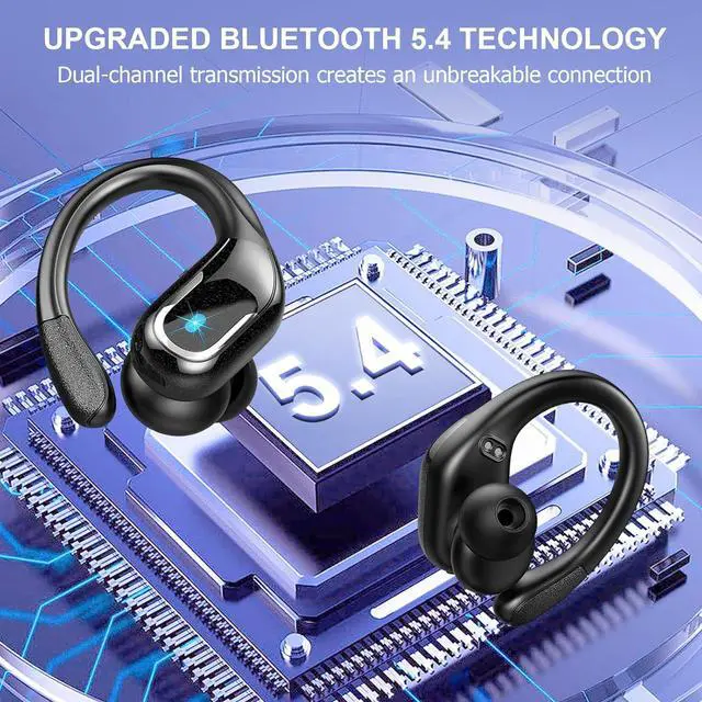Alt view image 2 of 7 - Hitoor Wireless Earbuds, 75Hrs Bluetooth 5.4 Headphones, Bluetooth Earbuds with ENC Noise Canceling Mic, Bass Stereo Wireless Earphones, IP7 Waterproof Over Ear Buds with Earhooks for Running/Workout