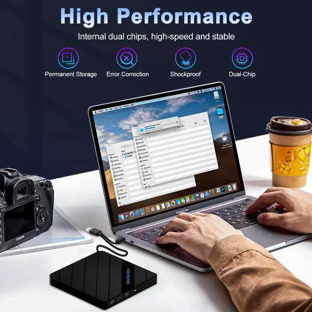 Alt view image 6 of 7 - Hitoor 8-in-1 External CD DVD Drive for Laptop, USB 3.0 Type-C Slim Portable Player CD DVD RW Burner Writer Reader with SD/TF Slot & 4 USB Ports, Optical Disk Drive for Windows11/10/Mac OS/Vista/Linux