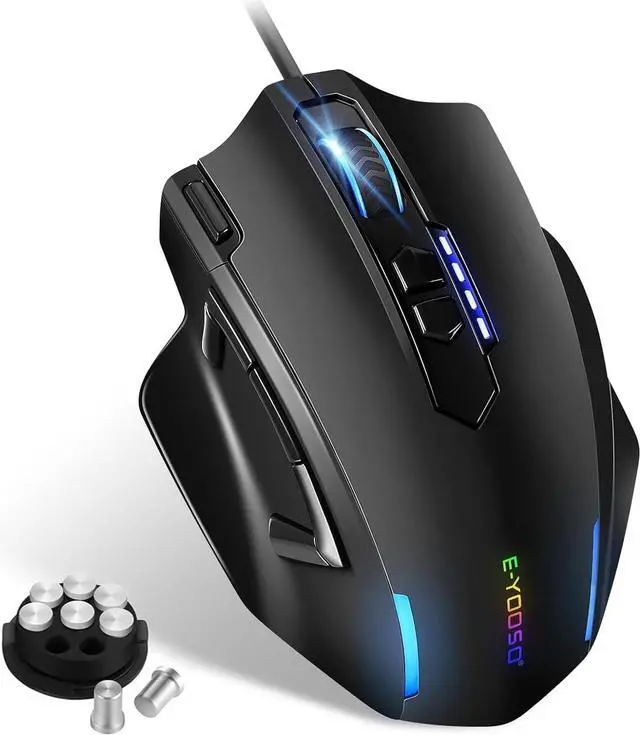 Hitoor Large RGB Gaming Mouse Wired, 12400 DPI Wired Gamer