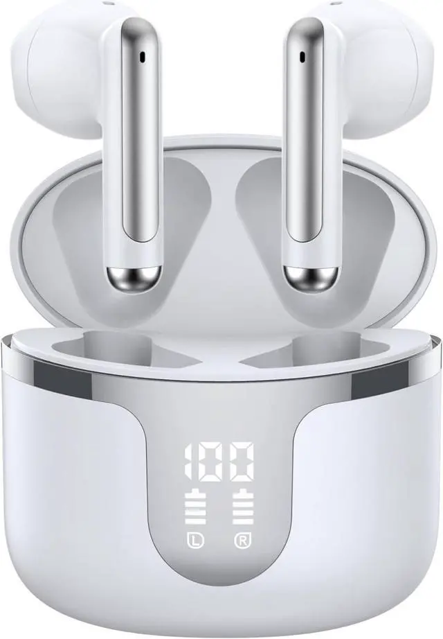 Main image of Hitoor Bluetooth Wireless Earbuds, Mini Wireless 5.3 Headphones HiFi Stereo, 40H Wireless Earphones with ENC Noise Cancelling Mics, Touch Control, Type-C Charging, Dual LED Display, in Ear for Gym