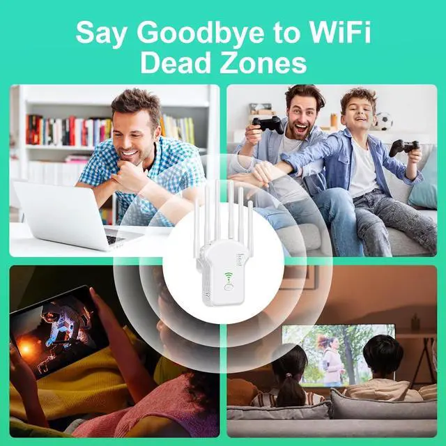 Alt view image 7 of 7 - Hitoor WiFi Extender Signal Booster for Home - 2024 Newest Dual Band Internet Extender WiFi Booster Up to 1200Mbps(11800Sq.Ft) 5Ghz & 2.4Ghz - Easy Set Up WiFi Repeater with Ethernet Port & Ap Mode