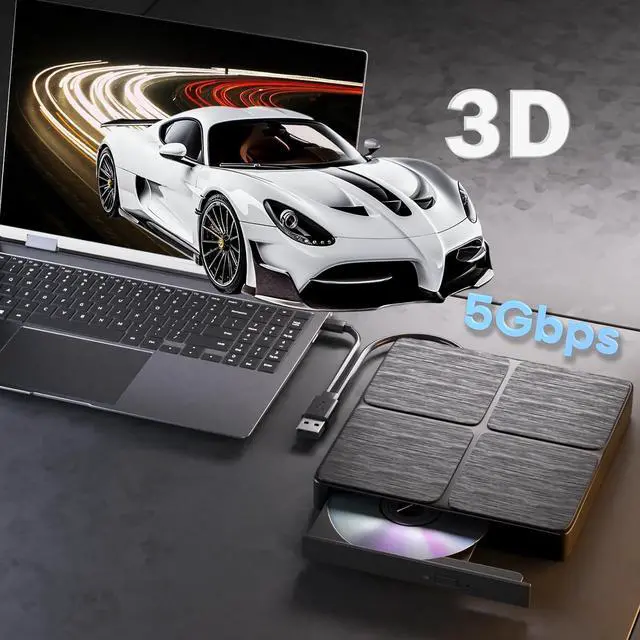 Alt view image 2 of 7 - Hitoor External Blu Ray Drive-Portable Blu Ray DVD Player, Read and Write BD/DVD/CD, USB 3.0 Type C Blu Ray Player External CD DVD Drive, Portable DVD Player for Laptop Desktop PC Windows ,Linux,MacOS