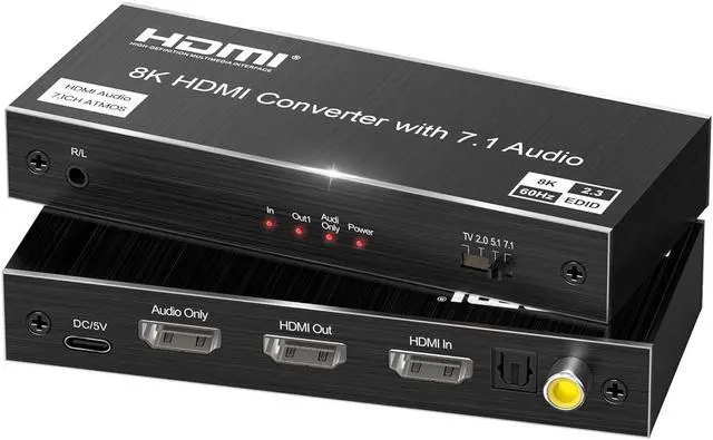 Main image of Hitoor 8K@60Hz 4K@120Hz HDMI 2.1 Audio Extractor Splitter with HDMI 7.1CH+Optical SPDIF/Coaxial 5.1CH+3.5mm Jack Audio Out, HDMI Audio Converter Support HDCP 2.3 VRR Compatible with Do-bb-ly Soundbar