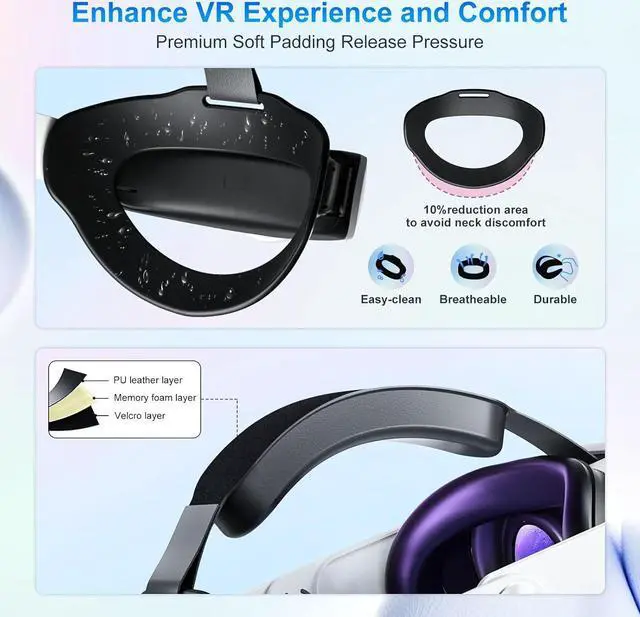 Alt view image 5 of 7 - Hitoor Head Strap Battery Compatible with Me-ta Quest 3S/Quest 3-10000mAh Elite Strap with Battery Pack Extend Playtime - Enhanced Support for Quest 3S - Replacement Battery Head Strap Accessories